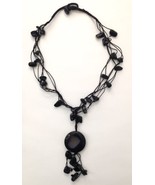 Artisan Made Black Station Necklace Glass or Stone Estate Find Statement... - $20.00