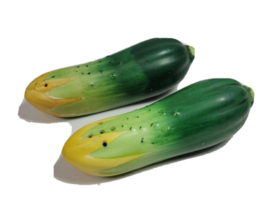 Vintage Salt &amp; Pepper Shaker Cucumber Pickle Japan Vegetable Ceramic - £10.34 GBP