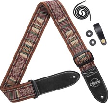 Amumu Guitar Strap Brown Diamond Grill Retro Chevron Polyester Woven For - £27.17 GBP