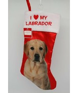 I LOVE MY LABRADOR Yellow Red Christmas Stocking Faux Fur Embroidery NWT - £9.14 GBP