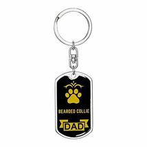 Dog Dad Gift Bearded Collie Swivel Keychain Stainless Steel or 18k Gold - £24.40 GBP