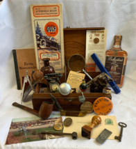 Vtg Mixed Collectors Trinket Lot Box Bottle Figures Knife Pipe Jewelry Key Stamp - £47.22 GBP