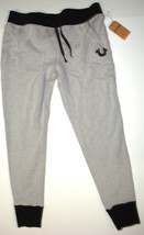 New Womens Designer True Religion Sweat Pants Gray Jogger Logo Black M P... - $186.12