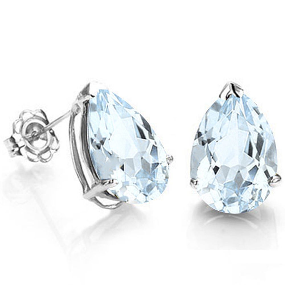 7x5MM Pear Cut Aquamarine 1.85CTW Stud Earrings in Sterling Silver - $46.45