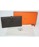 HERMES Dark Brown Epsom Leather Jige Elan 29 Clutch Bag Retail $3,725 Au... - £2,235.34 GBP