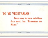 Fumetto Motto A Ye Vegetariano Remember The Maine ! Unp DB Cartolina A16 - $5.63