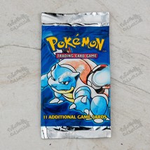 Blastoise! Pokemon Base Set booster pack 1999-2000 4th print UK EMPTY! wrapper - £35.53 GBP