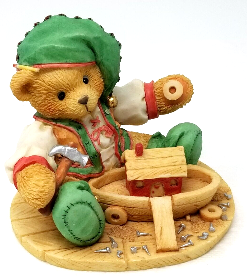 Elf Building Toys Teddy Bear Figurine Yule Christmas Cherished Teddies Enesco - $15.15