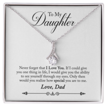 To My Daughter Never Forgrt That I Love You From Dad Alluring Ribbon Necklace M - £53.40 GBP+