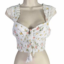 Forever 21 Women&#39;s S Crop Top Floral Lace Straps Summer Fashion Trendy C... - £11.87 GBP