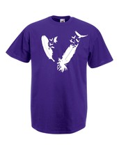 Mens T-Shirt Birds Feathers, Bird Plume tShirt Eagle Nib Shirt Flock of Birds - $24.74