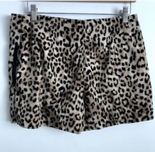 River Island Dressy Shorts 6 Brown Cheetah Print Flat Front Chino Zip Close Y2K - £11.80 GBP