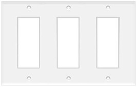 Decorative Wall Plate Plastic Cover 3-Gang White UL Listed - $3.95