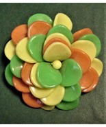 Vtg Thermoplastic Multi-color Big Petals Brooch 3&quot; - £43.04 GBP