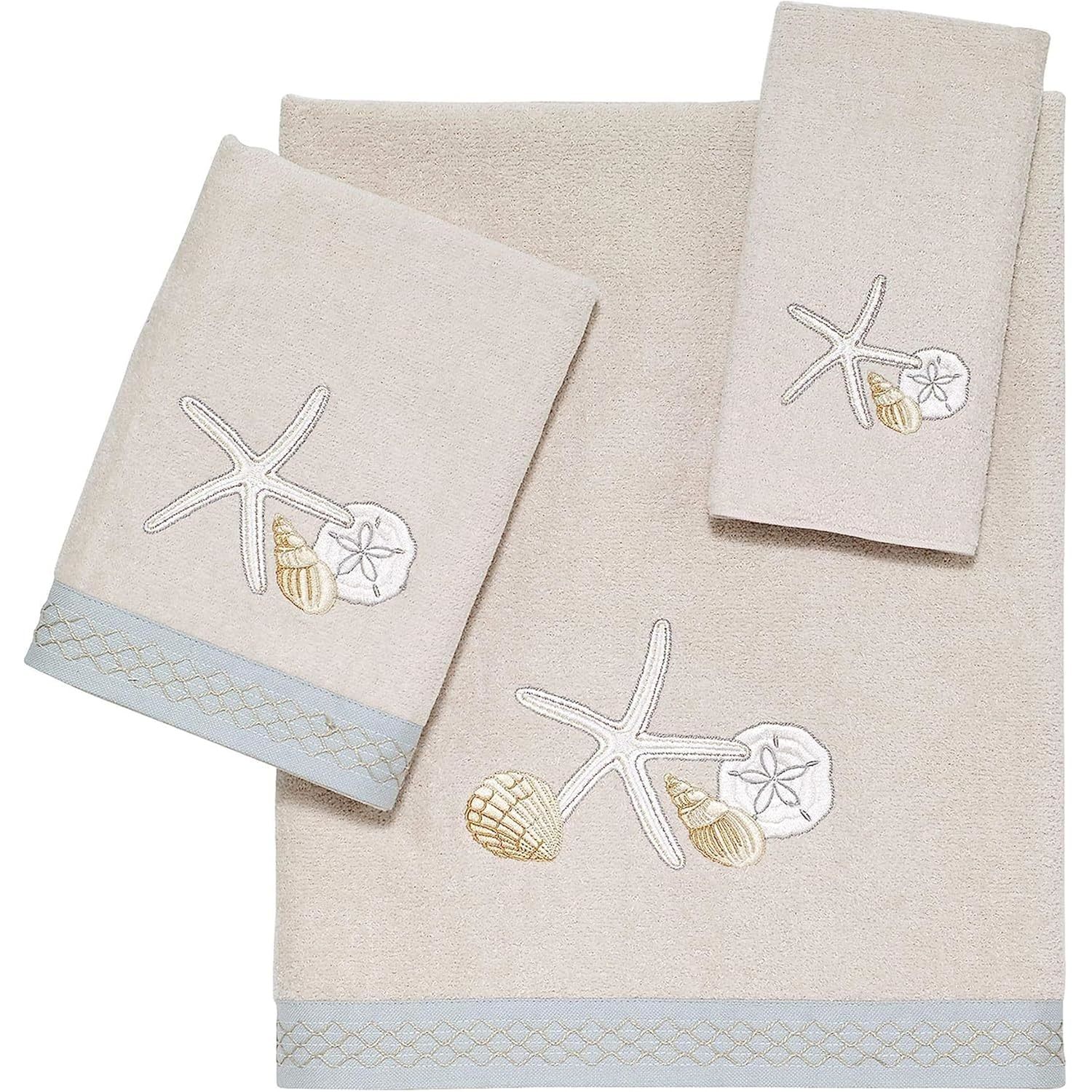 Avanti Linens - 3pc Towel Set, Soft & Absorbent Cotton Towels, Beach Inspired Ba