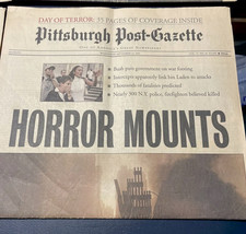 2001 World Trade Center Terrorist Attacks Newspaper Pittsburgh Post Gazette - £4.79 GBP
