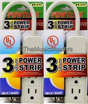 (2) AC 3 Outlet Mini Power Strip Grounded Home Wall Plug 8 inch Cord 1625 Watts - £12.52 GBP