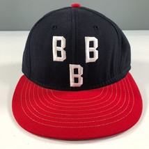 Vintage Birmingham Black Barons Fitted Hat Size 6 7/8 Navy Blue Red Made... - $1,527.83 MXN