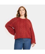 Universal Thread Women&#39;s Cable Knit Crewneck Pullover Sweater Red Size XXL - $363.64 MXN