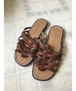 Leather Craft By Fashion Tradition Brown Braided Strap Sandals Sz 10 W  - £22.24 GBP