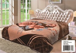Flowers Brown Color Mona 2 Ply Plush Blanket Softy &amp; Warm California King Size - £51.43 GBP