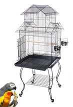Large 57&quot; Pagoda Roof Top Lovebirds Cockatiels Parakeets Bird Cage Roll Stand - £109.17 GBP