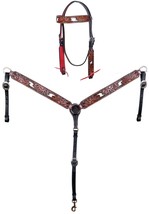 Horse Horse Western Sunflower Tooled Hair-On Bridle &amp; Breast Collar Tack Set - $89.09+