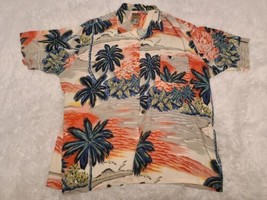 Pineapple Connection Rayon Floral All-Over AOP Hawaiian Camp L Shirt Pal... - £9.49 GBP