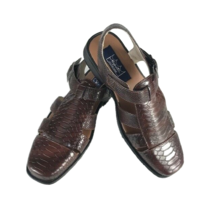 Majestic Men&#39;s Brown Sandals Covered Toe Sling Back Python Print Sizes 8... - $49.99