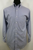 John Ashford Mens 15 Medium Pinpoint Long Sleeve Shirt Business Blue White Strip - £10.58 GBP