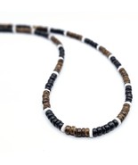 Hawaiian Brown White and Black Coconut Shell Ocean Tropical Necklace - $241.33 MXN