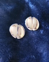 Vintage Monet Y2K Earrings Silver Tone Clip Round Large Statement Bold Classic - £11.68 GBP