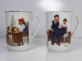 2 Norman Rockwell 1982 Museum Collection Coffee Cups - $8.99