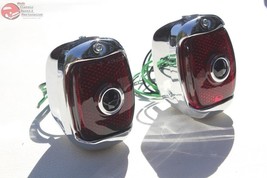 40-53 Chevy GMC Truck Rear Chrome Blue Dot Tail Lamps License Plate Ligh... - $129.35
