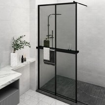  Walk-in Shower Wall with Shelf Black 46.5"x74.8" ESG Glass&Aluminum - $497.99