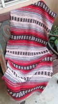 Vtg Woven Cotton Blend Southwest Style Fringed Throw Blanket 42&quot; X 65&quot; - £34.52 GBP
