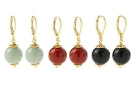 Jade Of Yesteryear Sterling Silver Bead Drop Earrings Set Of 3 Pairs - £43.42 GBP