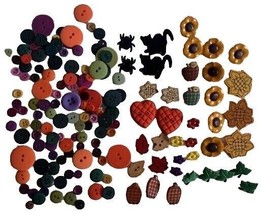 165 Fall pumpkin cat spider sewing craft button set #7 - £8.36 GBP