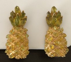 Olivine Pineapple Clip On Earrings Peridot Hawaiian Diamond Hawaii - £77.32 GBP