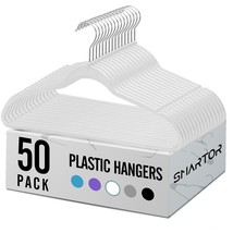 Plastic Hangers 50 Pack - Plastic Clothes Hangers Heavy Duty | Durable Coat And  - £43.95 GBP