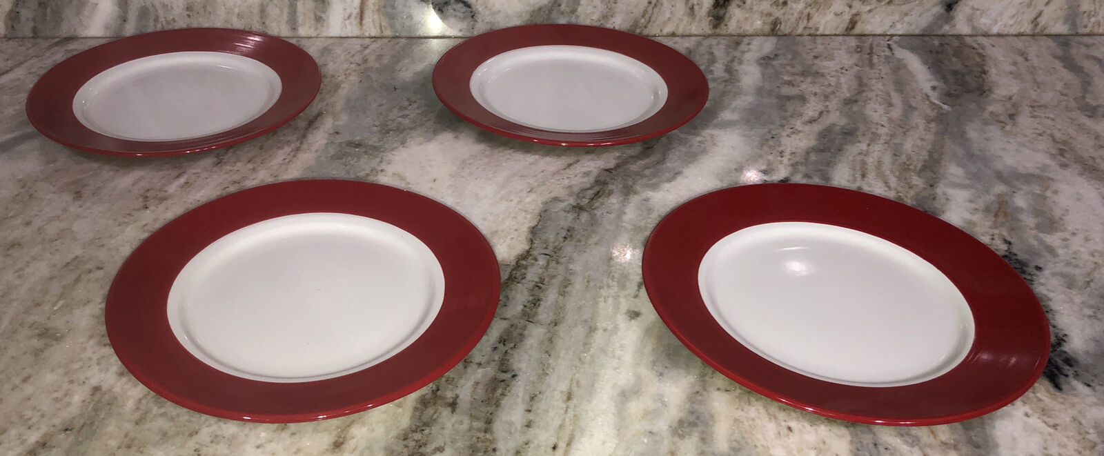 Dessert Snack Appetizer 8” Plates Red/White-Set Of 4 Royal Norfolk-NEW-SHIP24HRS - $59.28