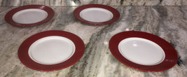 Dessert Snack Appetizer 8” Plates Red/White-Set Of 4 Royal Norfolk-NEW-S... - £46.63 GBP