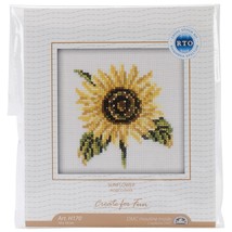 RTO Counted Cross Stitch Kit 4X4-Sunflower (14 Count) (Pack of 1) - $650.04 MXN