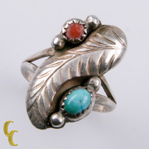 Signé Tom Moore Navajo Argent Sterling Bague 925 Corail Turquoise Taille... - $132.22