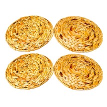 Wicker Round Woven Hyacinth Placemats by Trademark Innovations (Set of 4) - £34.17 GBP