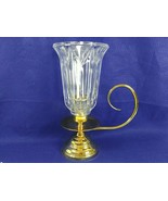 Hurricane Lamp Taper Candle Holder w/ Handle Glass Wind Shade Heavy Pc. - £48.56 GBP