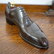 Goodyear Welted Men&#39;s Genuine Brown Leather Cap Toe Oxford Lace Up Brogu... - $216.97 CAD+