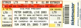 Peter Gabriel Concert Ticket Stub June 29 2003 Clarkston Michigan - $14.84