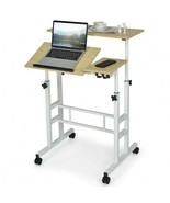 Mobile Standing up Desk Adjustable Computer Desk Tilting Workstation-Nat... - $149.49