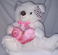 Kellytoy White Bear Holding Mini Heart Pillow 15&quot; Plush NWT - £11.63 GBP